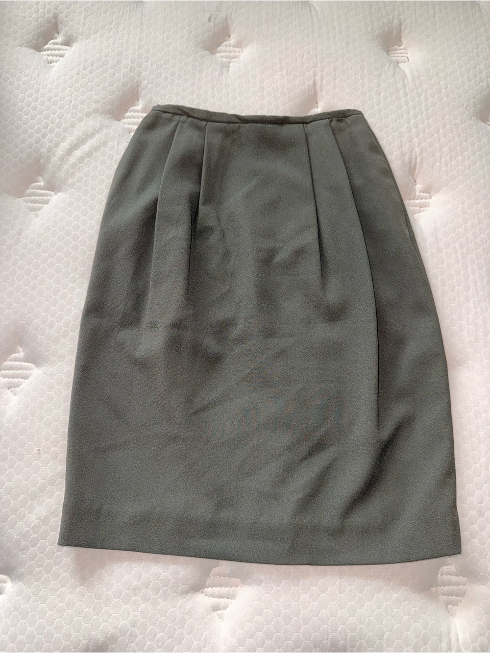 Jones New York Dark Olive Pencil Skirt with Front Tucks